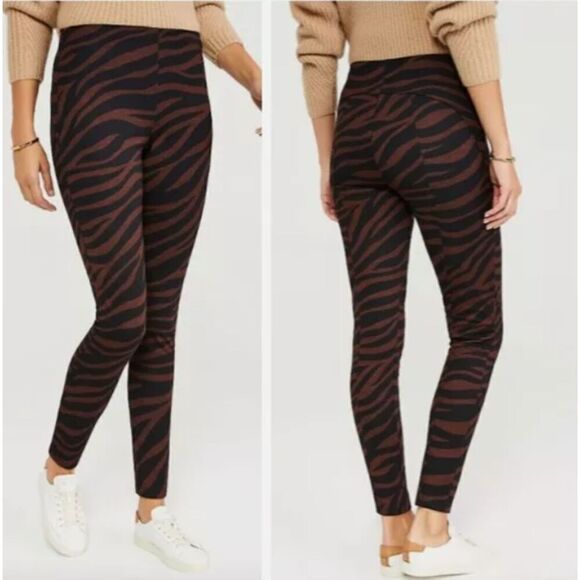 Ann Taylor Pants - Ann Taylor High Rise Legging Zebra / Tiger Print Rust‎ Brown Black Size 10